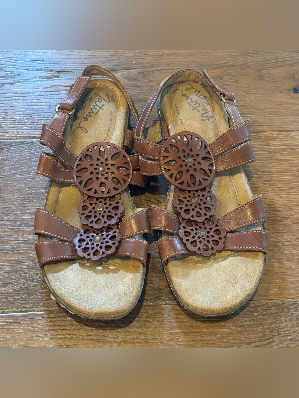 Natural Soul Women’s Slingback Sandals Brown Leather, 9.5M